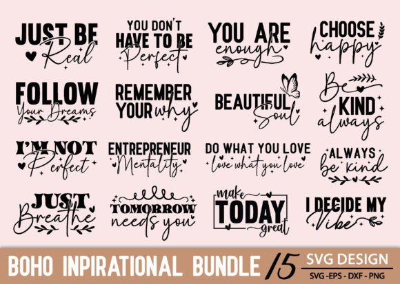 Download Boho Inspirational Quotes SVG PNG Bundle - Inspirational quotes Collection