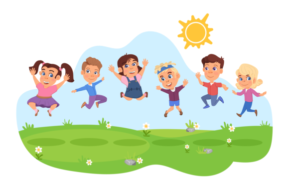 Download Kids Jumping. Happy Diverse Children Jum - Kids jumping Collection