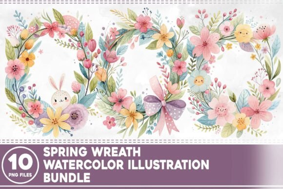 Download Spring Wreath Watercolor Bundle - Spring wreath Collection