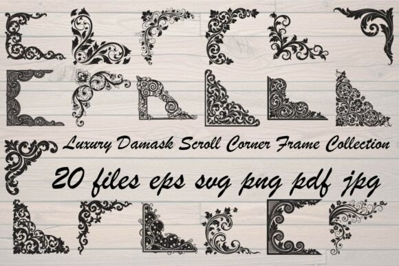 Download Luxury Damask Scroll Corner Frame - Premium Resources