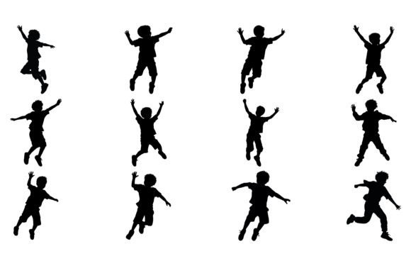 Download Kids Jumping Silhouette, Set Child Jump - Kids jumping Collection